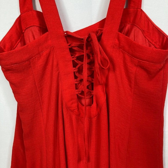 Onetheland Romper Womens Sz M Red Sweetheart‎ Tank Lace Up Corset Back Shorts - Picture 5 of 10